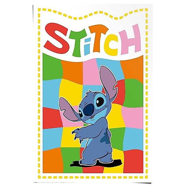 Reinders Poster "Stitch - chequered Stitch" Kinderzimmer - Blau - 150 gr. P günstig online kaufen