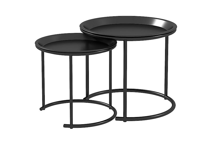 HOMCOM Beistelltisch 2er-Set, rund, stapelbar (Couchtisch, 2-St., Wohnzimme günstig online kaufen