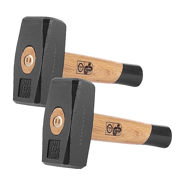 STAHLWERK Fäustel 2er Set 1500G Plattenhammer Aus Carbon-Stahl Holzstiel günstig online kaufen
