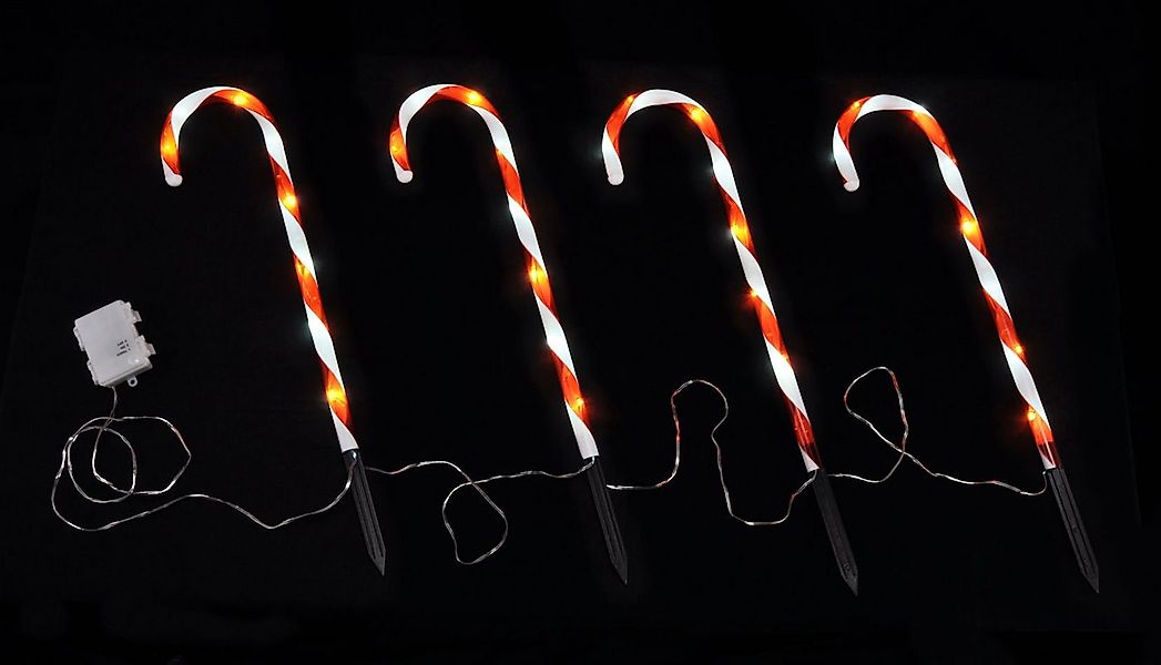 Spetebo LED Dekolicht LED Zuckerstangen - 4er Set - warm weiss, An / Aus / günstig online kaufen
