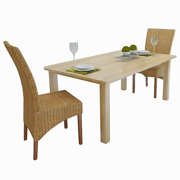 Esszimmerstühle 2 Stk. Braun Natur Rattan günstig online kaufen