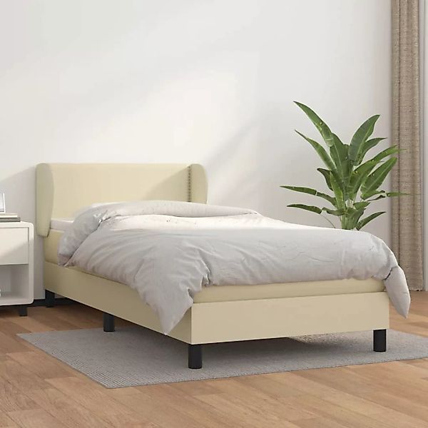 Vidaxl Boxspringbett Mit Matratze Creme 100x200 Cm Kunstleder günstig online kaufen