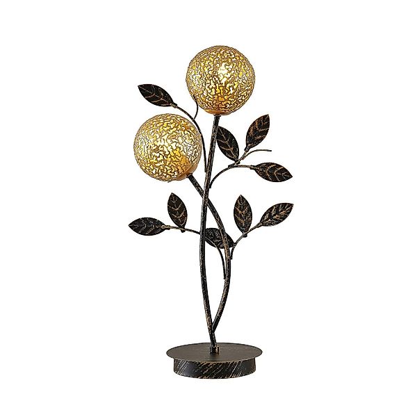 Lucande Tischlampe Evory 9626379 Florentiner in Schwarz aus Metall 2-flammi günstig online kaufen