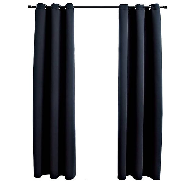 vidaXL Vorhang Verdunkelungsvorhänge mit Ringen 2 Stk. Schwarz 97x213 cm St günstig online kaufen