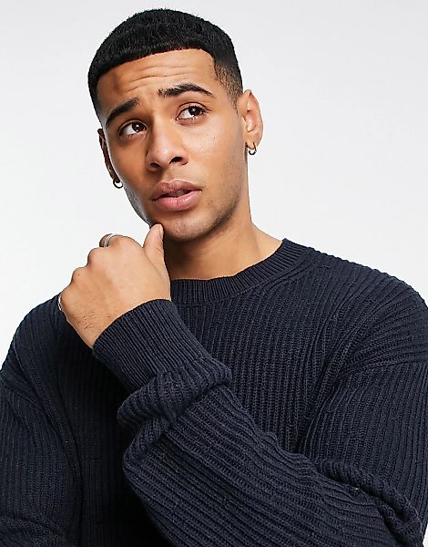 Selected Homme – Oversize-Pullover in Marineblau günstig online kaufen