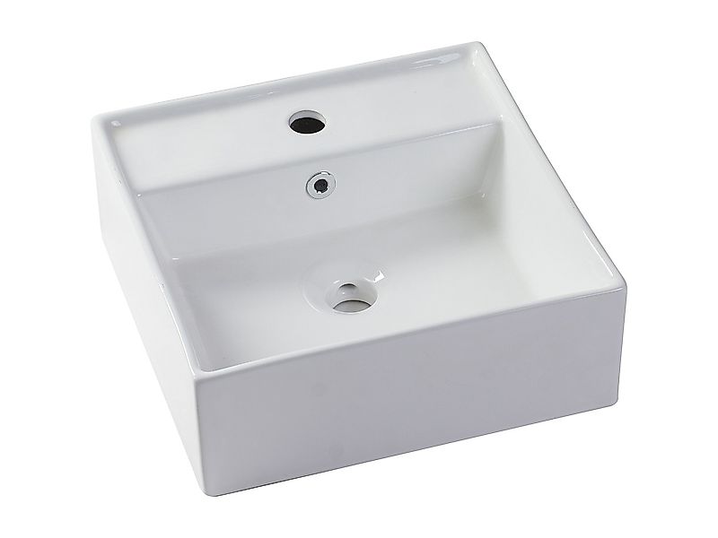 Aufsatzwaschbecken viereckig - Keramik - 41 cm - Weiß - VERINI günstig online kaufen
