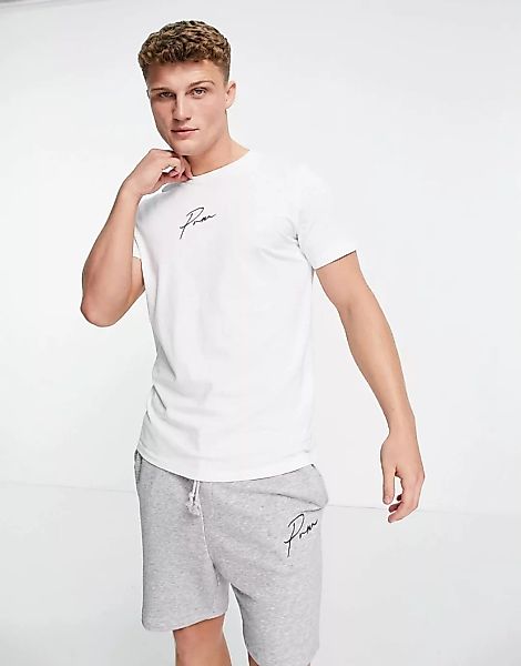 Jack & Jones Premium – Lounge-Set aus T-Shirt und Shorts in Weiß und Grau m günstig online kaufen