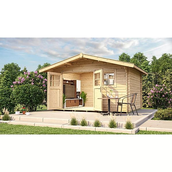 Weka Holz-Gartenhaus Sienna Satteldach Unbehandelt 380 cm x 370 cm günstig online kaufen