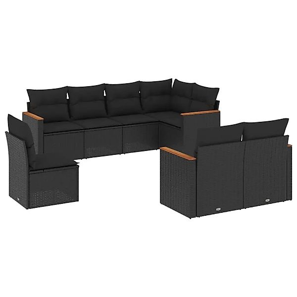vidaXL 8-Tlg Garten-Sofagarnitur mit Kissen Schwarz Poly Rattan 3258562 günstig online kaufen