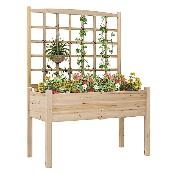 COSTWAY Blumenkasten, Hochbeet mit Rankgitter, Drainageloch, günstig online kaufen