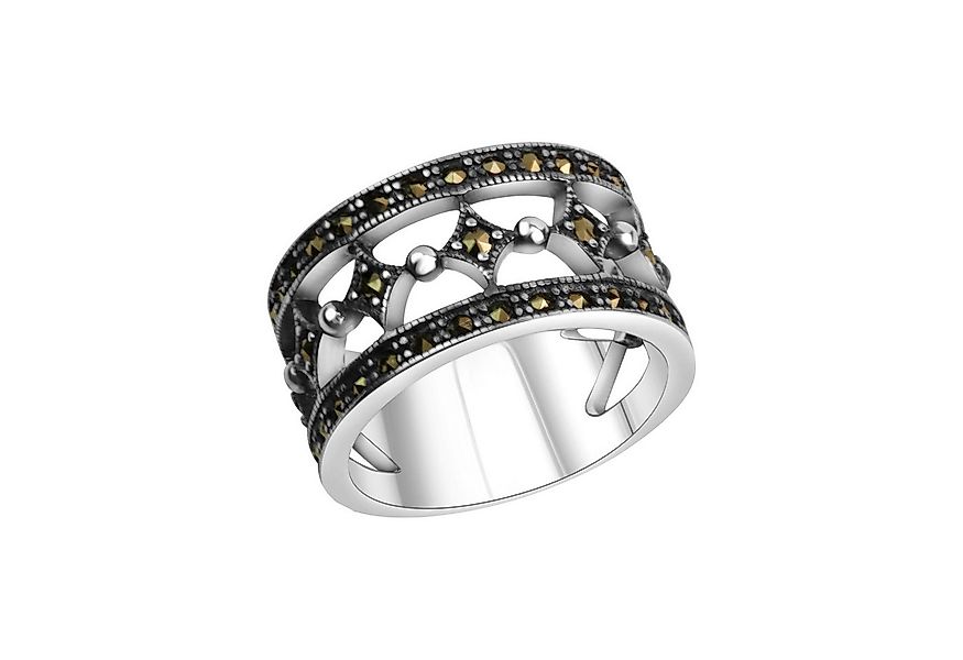 Zeeme Fingerring Silber 925 oxidiert mit 40x Markasit günstig online kaufen