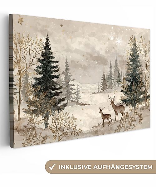 OneMillionCanvasses® Leinwandbild Wald - Hirsche - günstig online kaufen