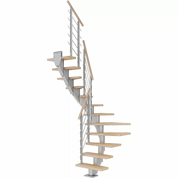 Dolle Mittelholmtreppe Frankfurt Buche Perlgrau GH bis 279 cm 1/2gew. 65 cm günstig online kaufen