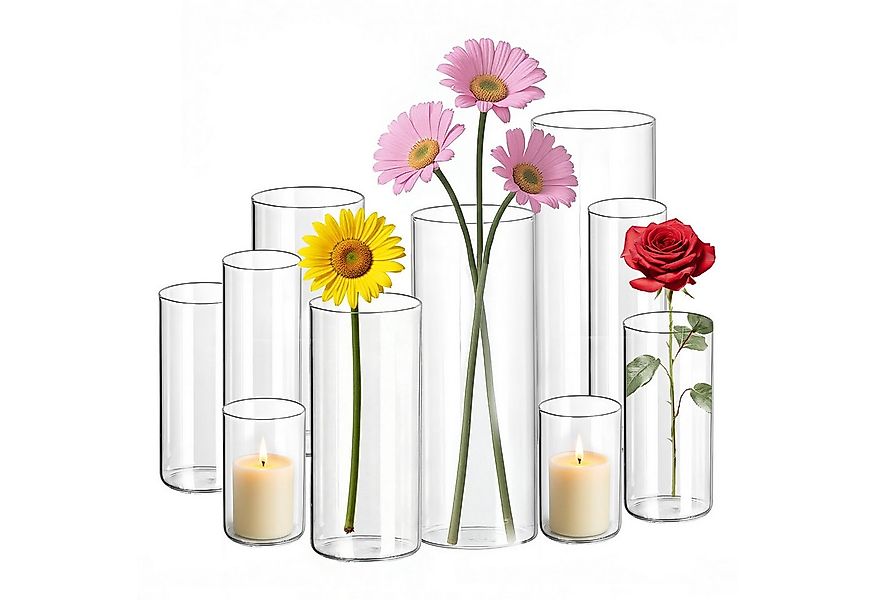 SEHAUSEU Dekovase Vase aus Glas Blumenvase (Set, 8/10 St) unterschiedlichen günstig online kaufen