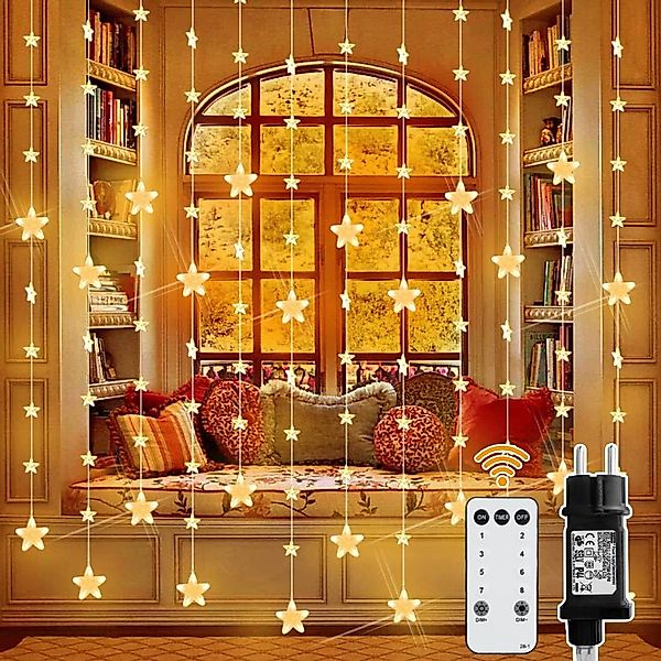 XERSEK Lichtervorhang 144 Stern LED Lichterketten günstig online kaufen