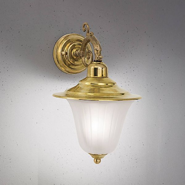 Außenwandleuchte Yard, Messing, Glas satiniert, E27, IP43 günstig online kaufen
