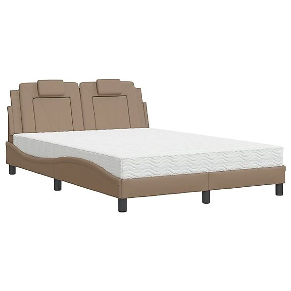 vidaXL Bett mit Matratze Cappuccino-Braun 140x200 cm Kunstleder Modell 3201 günstig online kaufen