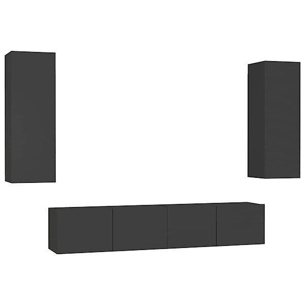 VidaXL 4-tlg. TV-Schrank-Set Schwarz Holzwerkstoff 6 günstig online kaufen