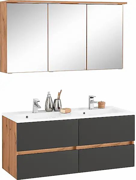 welltime Badmöbel-Set »Lucca«, (2 St.), Doppelwaschtisch, Breite 120 cm günstig online kaufen