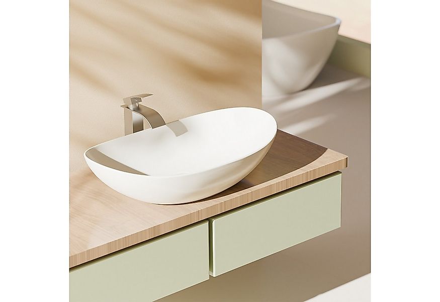 EMKE Aufsatzwaschbecken Waschbecken Oval 61.5×36cm für Bad & Gäste-WC, Nano günstig online kaufen
