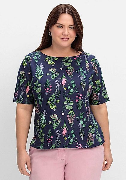 Sieh an! T-Shirt Kurzarm-Shirt Kurzarm mit U-Boot-Ausschnitt und floralem P günstig online kaufen