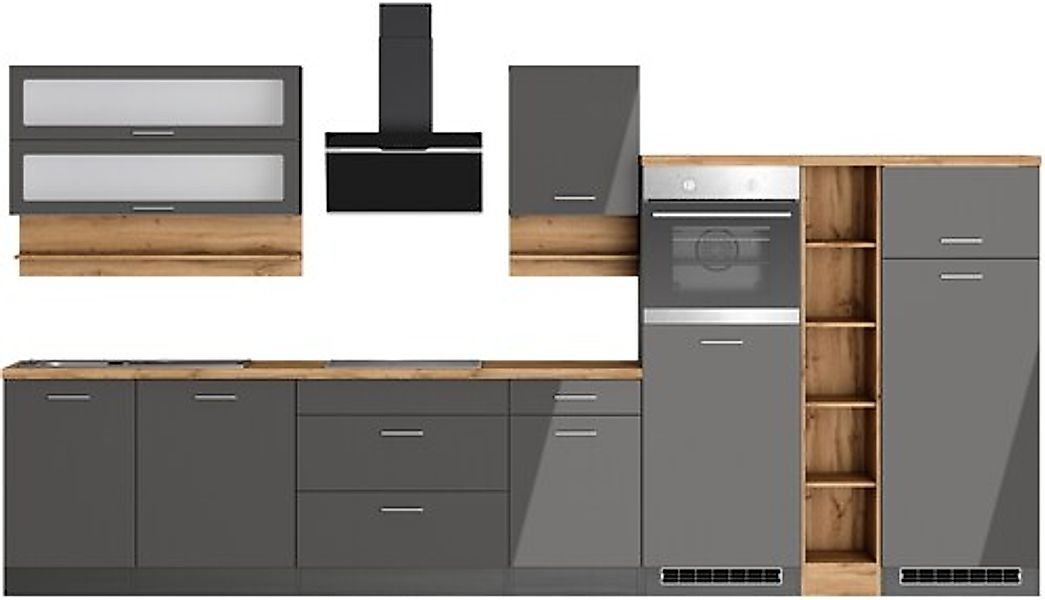 KOCHSTATION Küchenzeile »KS-Milan« 390 cm breit, viel Stauraum, wahlweise m günstig online kaufen