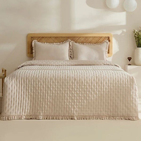 Karaca Tagesdecke Fiona Bettüberwurf-Set Beige 230x240 günstig online kaufen