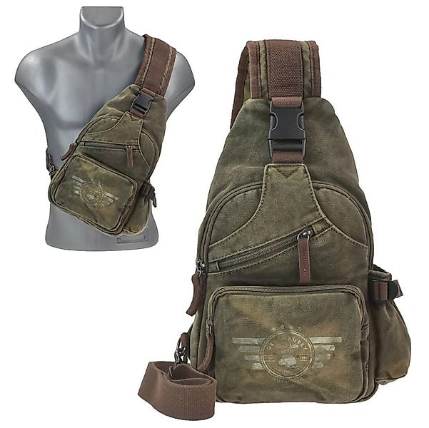 Greenburry Umhängetasche "Aviator" Canvas Crossbag 23x35cm khaki, Crossbody günstig online kaufen