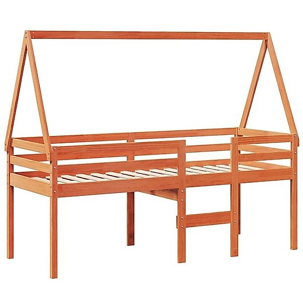vidaXL Bett Hochbett mit Dach Wachsbraun 80x200 cm Massivholz Kiefer günstig online kaufen