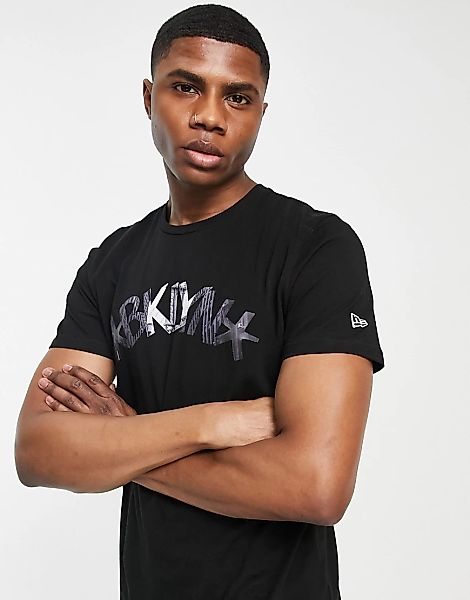 New Era – Brooklyn Nets – T-Shirt in Schwarz mit Stadtmotivprint günstig online kaufen