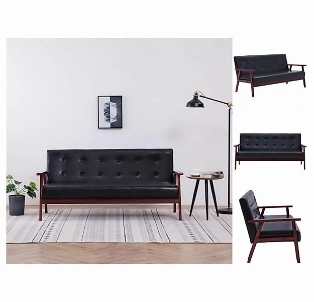 vidaXL Sofa 3-Sitzer-Sofa Schwarz Kunstleder Couch günstig online kaufen