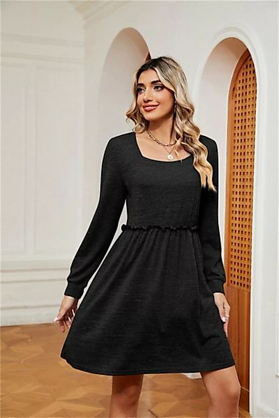 RUZU UG Dirndl Kleid einfarbig, quadratischer Ausschnitt, lange Ärmel, lock günstig online kaufen