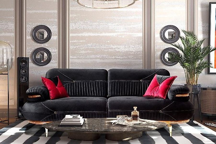 Xlmoebel 3-Sitzer Designer Schwarzer 3-Sitzer Luxus Wohnzimmer Couch Dreisi günstig online kaufen
