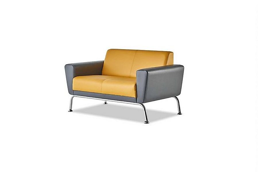 JVmoebel 2-Sitzer Couch 2-Sitzer Sofa Gelb Grau Ledersofa Modern Zweisitzig günstig online kaufen
