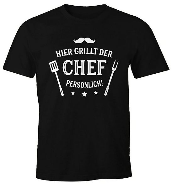 MoonWorks Print-Shirt Herren T-Shirt Hier grillt der Chef persönlich Fun-Sh günstig online kaufen