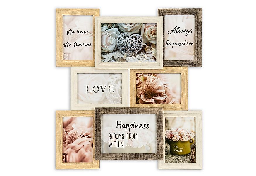 queence Bilderrahmen Collage Rahmen 3D Holz in braun, für 8 Bilder (1 St), günstig online kaufen