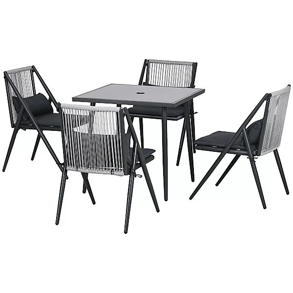 Outsunny Sitzgruppe 5 tlg. Gartenmöbel-Set, Balkonmöbel-Set mit 1 Tisch, 4 günstig online kaufen