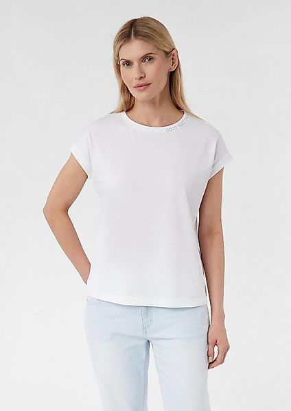 comma Kurzarmshirt T-Shirt Rundhals-T-Shirt mit überschnittenen Schultern u günstig online kaufen