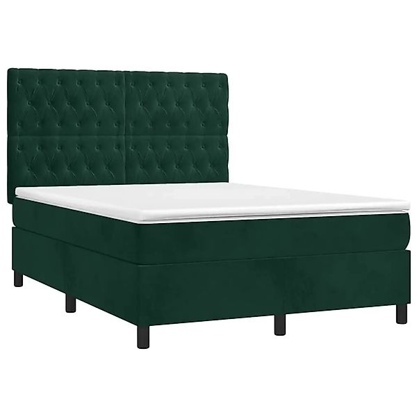 vidaXL Boxspringbett mit Matratze Dunkelgrün 140x200 cm Samt 3143208 günstig online kaufen
