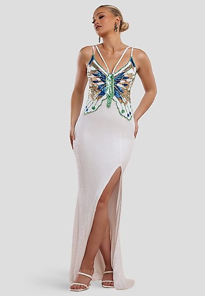 Goddiva Maxikleid Sequin Butterfly Front Split günstig online kaufen