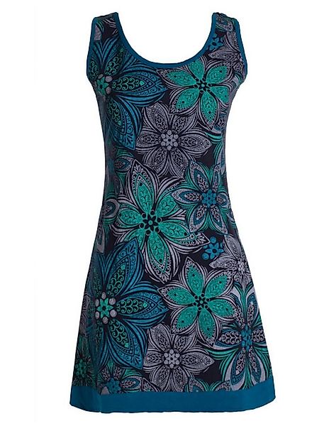 Vishes Minikleid Damen Mini-Kleid Baumwolle Blumen-Muster A-Linie Rundhalsa günstig online kaufen