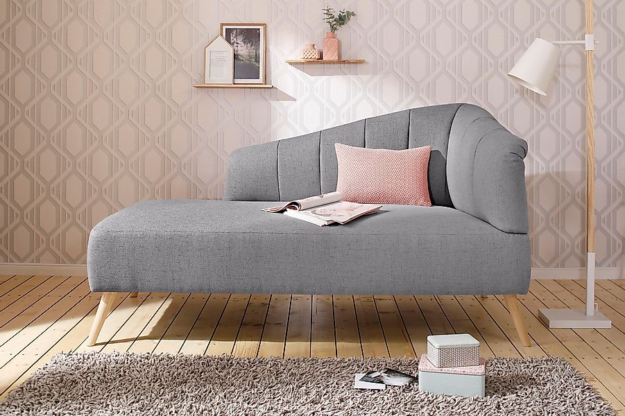 OTTO home Recamiere "Lucy, Chaiselonge mit Massivholzfüßen und Steppung," A günstig online kaufen