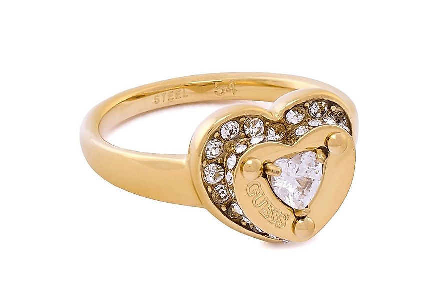 Guess Fingerring DamenHerz Pave Goldfarben günstig online kaufen