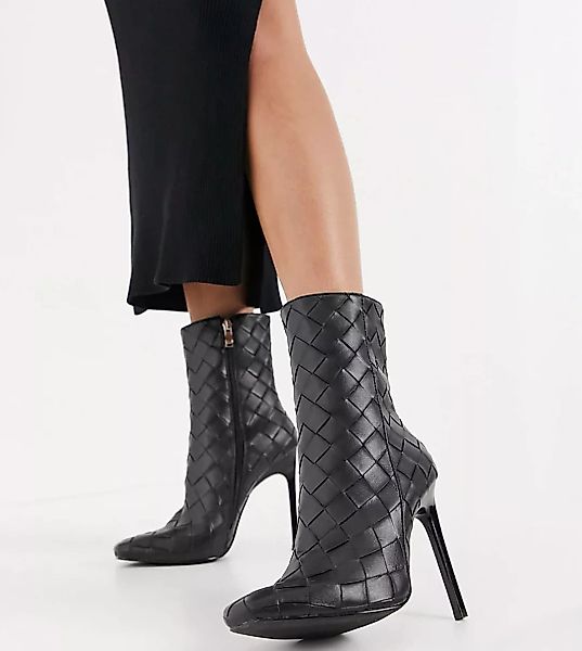Simmi London – Wide Fit – Melina – Ankle-Boots mit Absatz mit Flechtdesign günstig online kaufen