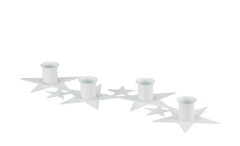 HOME STORY Adventskerzenhalter Sterne   ¦ weiß ¦ Metall ¦ Maße (cm): B: 12 günstig online kaufen