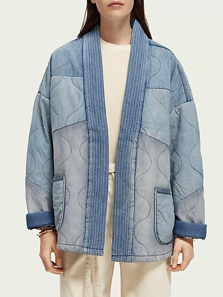 Scotch & Soda Gesteppte Kimono-Jacke aus Chambray günstig online kaufen