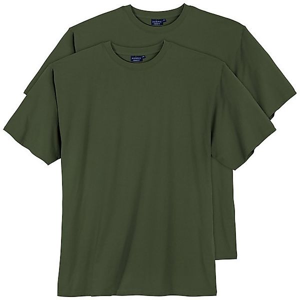 ADAMO Rundhalsshirt Adamo 2er-Pack Basic T-Shirt Übergröße oliv günstig online kaufen