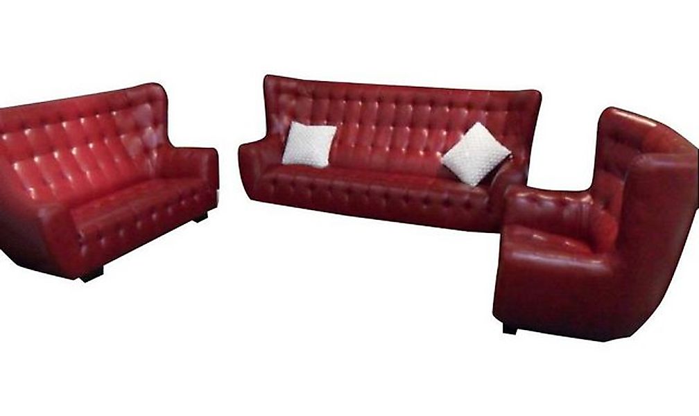 Xlmoebel Sofa Chesterfield Sofagarnitur Sessel Sofa Set 3-teilig Ledersofa, günstig online kaufen