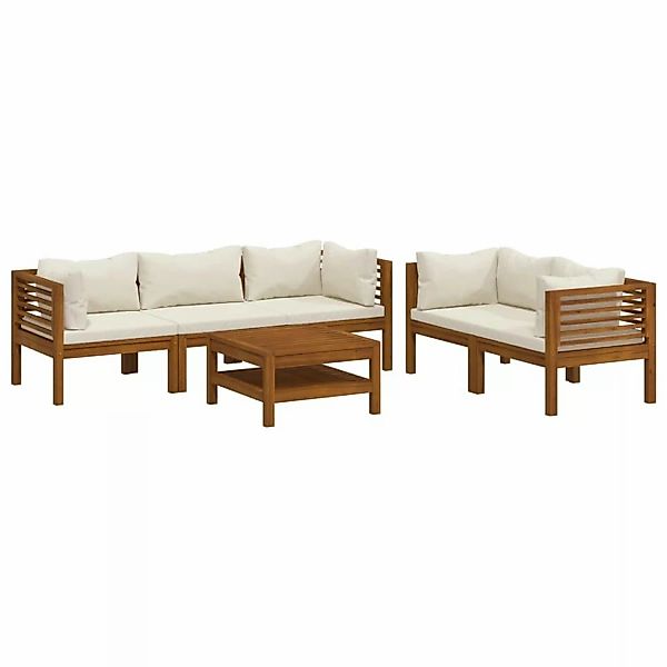 6-tlg. Garten-lounge-set Mit Creme Kissen Massivholz Akazie günstig online kaufen