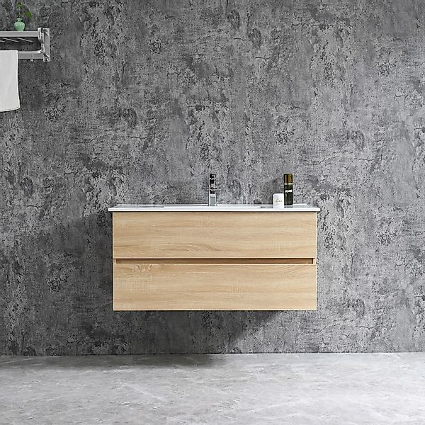 Sanotechnik Einzelwaschtisch Corbo 100 cm Braun Matt mit Softclose günstig online kaufen